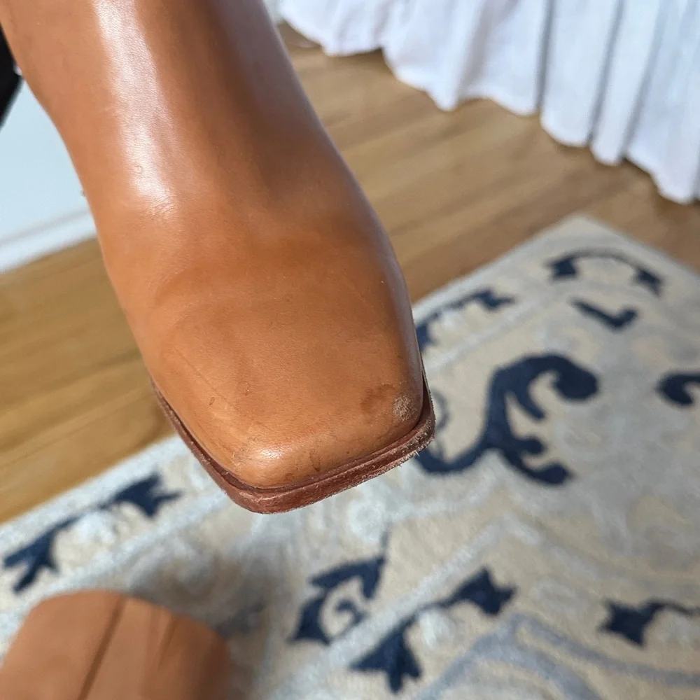 PAIGE Keely Tan Leather‎ Knee-High Block Heel Boots - Picture 7 of 9